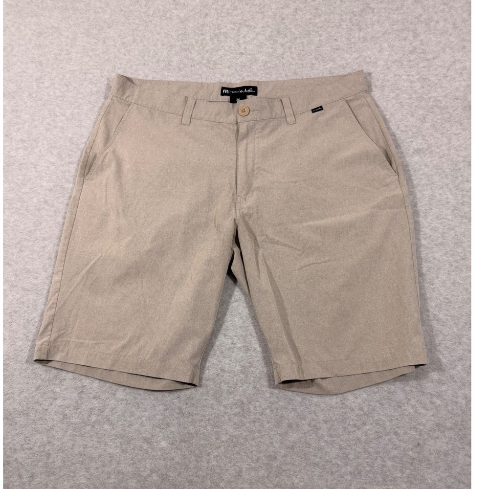TravisMathew Golf Shorts Men 36 Tan Excellent Textured Performance Casual 10in